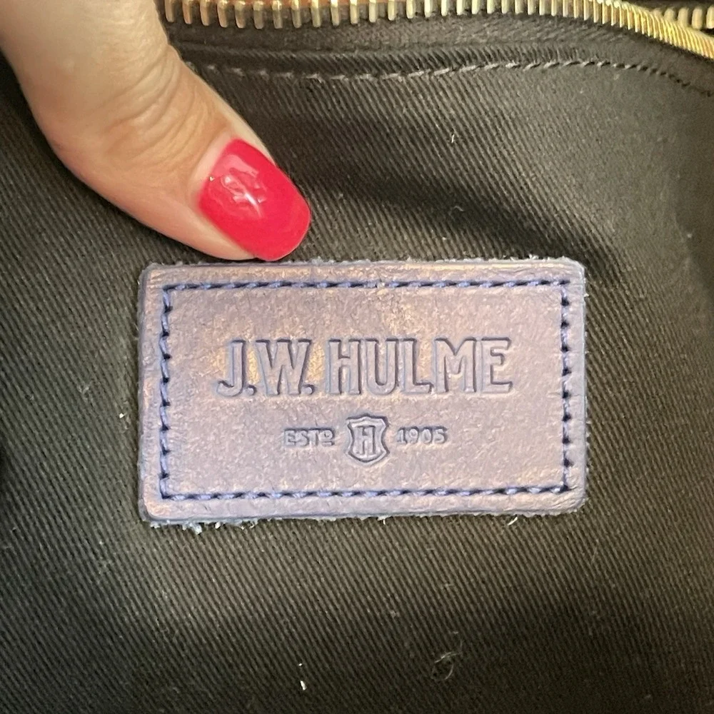 J.W. Hulme Co Leather Tote Bag Blue USA Made Heritage Workwear Carryall READ